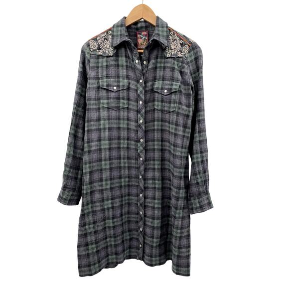 Johnny Was XS Anderson Western Tunic Embroidered Flannel NWT - Picture 2 of 5